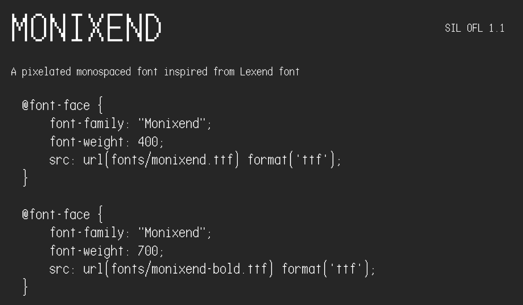 Monixend font sample