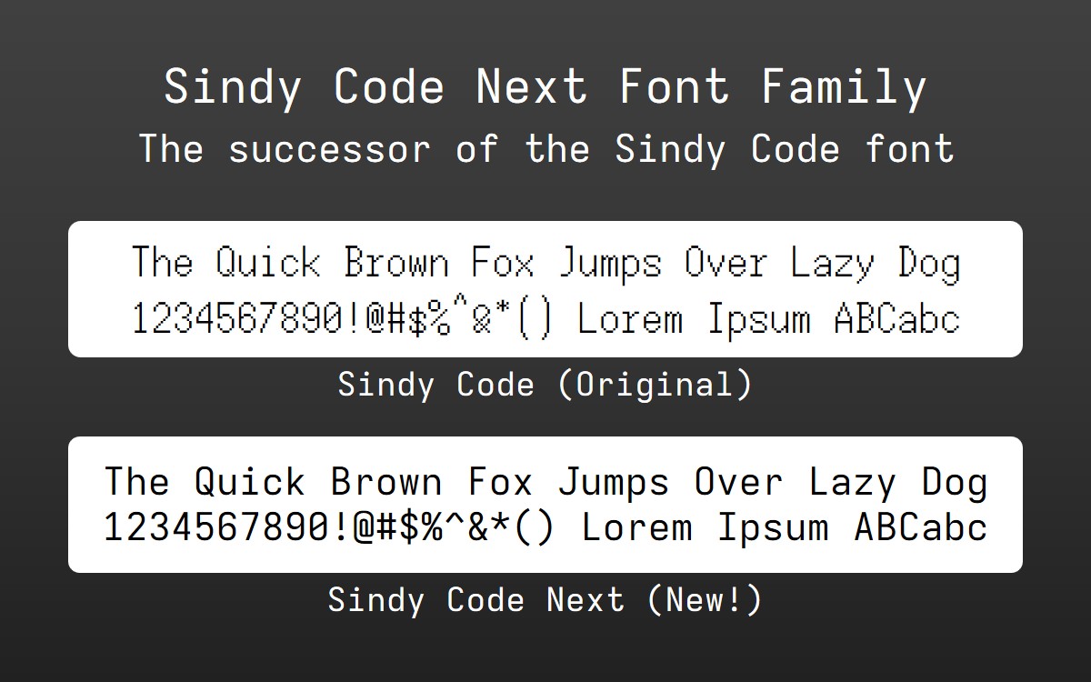 Sindy Code Next font specimen